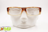 LANCETTI Vintage glasses frame acetate caramel brown & white cream, leather arms, New Old Stock