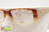 LANCETTI Vintage glasses frame acetate caramel brown & white cream, leather arms, New Old Stock