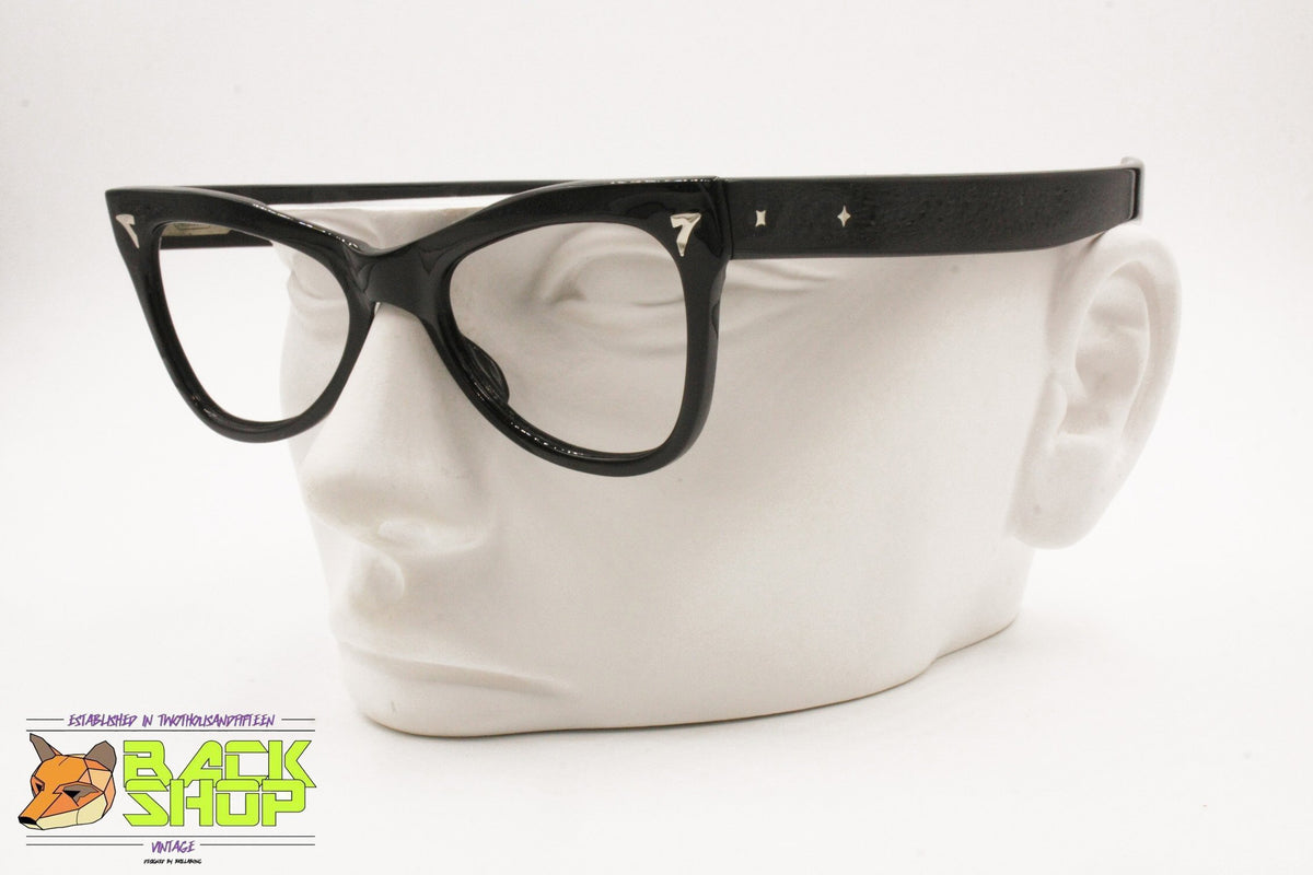 Authentic 1940-1950 Black cat eye frame glasses women, sturdy 