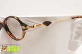 Vintage 80s artisanal handcrafted oval eyeglass frame, asymmetric details arms, New Old Stock