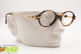 Vintage 80s artisanal handcrafted oval eyeglass frame, asymmetric details arms, New Old Stock