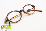 Vintage 80s artisanal handcrafted oval eyeglass frame, asymmetric details arms, New Old Stock