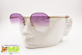 Façonnable RODERMAN Round panto Sunglasses rimless, Violet shaded lenses, New Old Stock 1990s