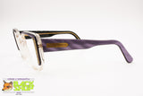 ENRICA MASSEI Made in Italy 80s eyeglass frame thick and oversize, violet acetate & golden deco', New Old Stock