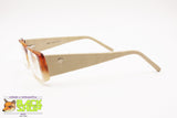LANCETTI Vintage glasses frame acetate caramel brown & white cream, leather arms, New Old Stock