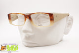 LANCETTI Vintage glasses frame acetate caramel brown & white cream, leather arms, New Old Stock