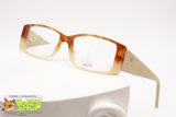 LANCETTI Vintage glasses frame acetate caramel brown & white cream, leather arms, New Old Stock