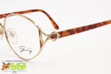 Genny 589 5175 Women Vintage Eyeglasses frame, Golden & Brown designer temples, New Old Stock 1980s