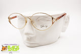 Genny 589 5175 Women Vintage Eyeglasses frame, Golden & Brown designer temples, New Old Stock 1980s