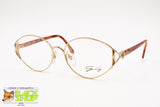 Genny 589 5175 Women Vintage Eyeglasses frame, Golden & Brown designer temples, New Old Stock 1980s