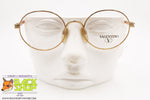 VALENTINO mod. V415 1117, Vintage round eyeglass frame golden, New Old Stock 1980s