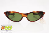 Vintage 50s/60s cat eye women, brown acetate straight arms crystal green lenses, New Old Stock 1950s/1960s