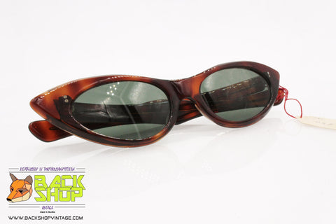 Vintage 50s/60s cat eye women, brown acetate straight arms crystal grey lenses, New Old Stock 1950s/1960s