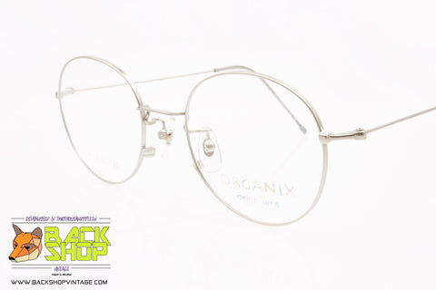 ORGANIX by DIACO mod. 802 SATIN SILVER, Round eyeglass frame unisex made in Japan, New Old Stock