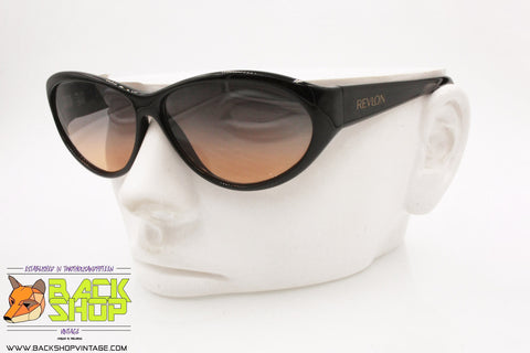 REVLON mod. RV101 00A Vintage Sunglasses women black, two-tone lenses, New Old Stock 1990s