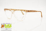 APRILIA EYEWEAR Vintage women glasses frame, Clear & Animalier traslucent, New Old Stock 1990s