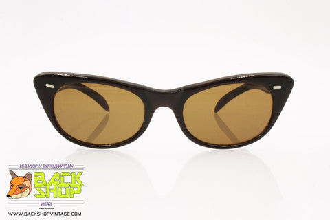 PL Authentic 1960s Vintage Sunglasses, Cat eye brown acetate, New Old Stock
