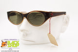 Vintage 1950s Sunglasses, brown & clear old polymer plastic frame glass lenses, New Old Stock