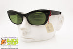 Authentic 1950s Sunglasses, Black cat eye green crystal lenses Made in France, New Old Stock 1950s