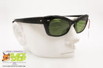 Authentic 1950s Sunglasses, Black cat eye green crystal lenses Made in France, New Old Stock 1950s