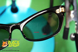 Authentic 1950s Sunglasses, Black cat eye green crystal lenses Made in France, New Old Stock 1950s