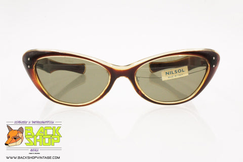 NILSOL Vintage Italian Sunglasses 50s, elongated cat eye women, Deadstock defects