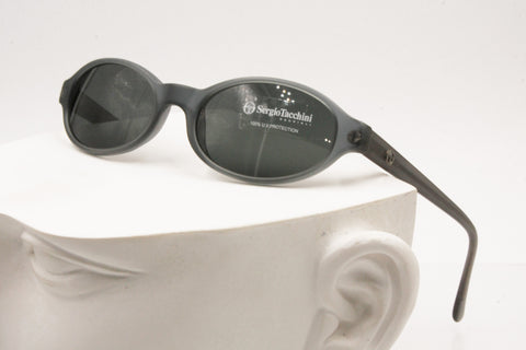 SERGIO TACCHINI S.T. 1562-S Vintage Sunglasses oval rims, traslucent grey acetate, New Old Stock 90s