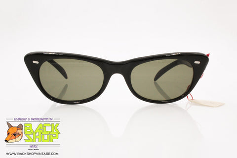 PL Authentic 1960s Vintage Sunglasses, Cat eye black acetate, New Old Stock