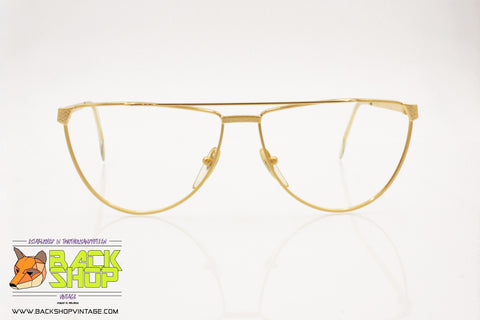 ESSENCE mod. 448 Vintage 90s Eyeglass frame men, Golden satin & Lucite, New Old Stock 1990s