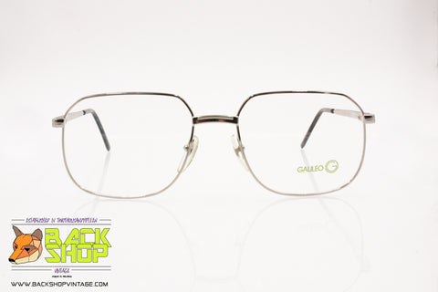 GALILEO mod. MEU F14 Monsieur Gentleman eyeglass frame full silver, Rectangular rims, New Old Stock