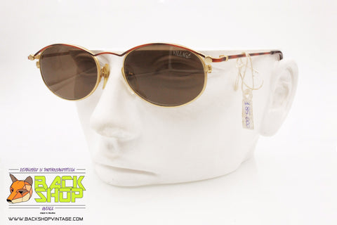 VILLAGE by MARCOLIN mod. 6211 804 Vintage sunglasses oval, golden dappled brown, New Old Stock 1980s