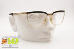 GALILEO mod. SHINE-04  Vintage Frame browline glasses Golden & Black, Old style design, New Old Stock 1980s