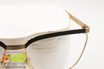 GALILEO mod. SHINE-04  Vintage Frame browline glasses Golden & Black, Old style design, New Old Stock 1980s