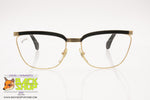 GALILEO mod. SHINE-04  Vintage Frame browline glasses Golden & Black, Old style design, New Old Stock 1980s