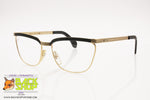 GALILEO mod. SHINE-04  Vintage Frame browline glasses Golden & Black, Old style design, New Old Stock 1980s