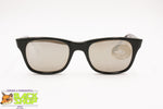 Vintage 1970s Sunglasses black wayfarer, Tempered mirrored silver sunny lenses, New Old Stock
