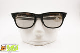 Vintage 1970s Sunglasses black wayfarer, Tempered mirrored silver sunny lenses, New Old Stock