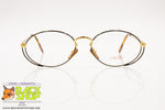 CONCERT mod. 065 Vintage oval eyeglass frame side mustache, black & golden, New Old Stock 1980s