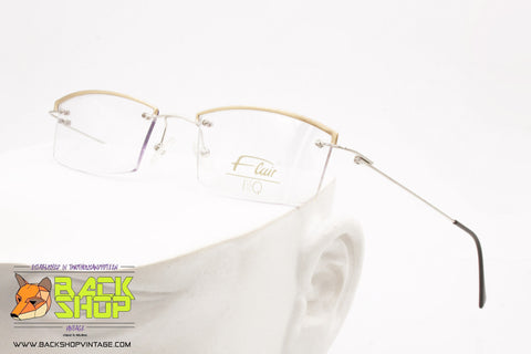 FLAIR mod. EYEQ 835 093, Vintage eyeglass frame rimless screwed lenses, New Old Stock