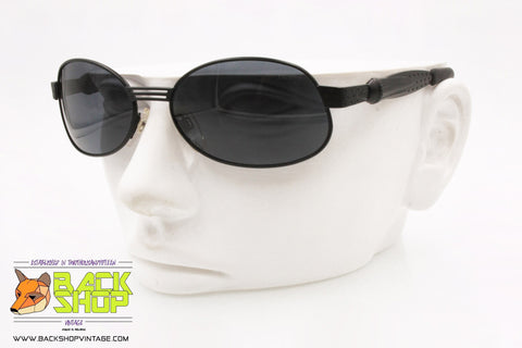 CHARRO mod. CH 02-1, Vintage sunglasses men flared oval black, New Old Stock 1990s