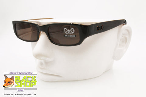 DOLCE & GABBANA mod. 2014 295, Vintage sunglasses rectangular black brown, New Old Stock 1990s