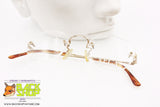 VEGA Vintage eyeglass rimless full lenses, semi-circle lenses golden, New Old Stock 1980s