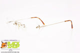 VEGA Vintage eyeglass rimless full lenses, semi-circle lenses golden, New Old Stock 1980s