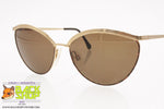 LUXOTTICA mod. 7566 G211, Vintage women sunglasses semi-round, 18K GEP golden plated, New Old Stock 1980s