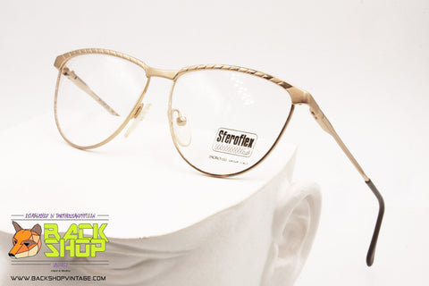 SFEROFLEX mod. PAT 843 Women eyeglass frame golden lucite & satin, New Old Stock 1980s