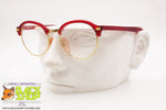 Red Round pantos & Golden eyeglass frame women, Vintage 1960s handcrafted, New Old Stock 1960s