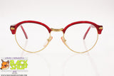 Red Round pantos & Golden eyeglass frame women, Vintage 1960s handcrafted, New Old Stock 1960s