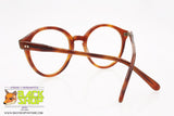 SAVIO OPTIK mod. PANTOS 3703 52[], Vintage round keyhole eyeglass frame brown, acetate sheet, New Old Stock 1970s