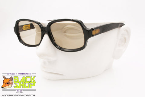 Authentic 1960s sunglasses, black plastic frame with "daily" lenses crystal, New Old Stock