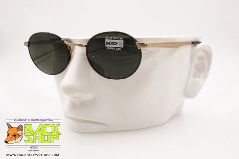 LUXOTTICA mod. 7098 G395 Vintage Round Sunglasses, gold plated 18K GEP, New Old Stock 1980s